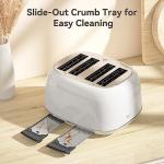Toaster 4 Slice, Retro Stainless with 6 Bread Shade Settings,1.5''Wide Slots Toaster with Cancel/Defrost/Reheat Functions,Dual Independent Control Panel, Removal Crumb Tray (White)