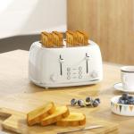 Toaster 4 Slice, Retro Stainless with 6 Bread Shade Settings,1.5''Wide Slots Toaster with Cancel/Defrost/Reheat Functions,Dual Independent Control Panel, Removal Crumb Tray (White)