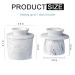 Eichzer Ceramic Butter Crock with Lid, Marbled Butter Keeper for Spreadable Butter, Elegant Butter Dish for Home and Kitchen Decor (White, Black)