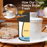 Eichzer Ceramic Butter Crock with Lid, Marbled Butter Keeper for Spreadable Butter, Elegant Butter Dish for Home and Kitchen Decor (White, Black)