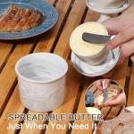 Eichzer Ceramic Butter Crock with Lid, Marbled Butter Keeper for Spreadable Butter, Elegant Butter Dish for Home and Kitchen Decor (White, Black)