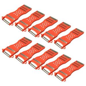 uxcell Plastic Frame Vegetable Fruit Slicer Peeler Shredder 10pcs Red Silver Tone