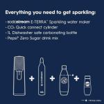 SodaStream - E-TERRA Soda Maker | STARTER KIT | 3 Automatic Carbonation Levels | Includes 1x CO2 Cylinder, 1x 32 Fl Oz Dishwasher Safe Bottle, 1x Pepsi Zero Sugar Mix, 1x Power Adapter | Black