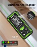 Huepar Dual Laser Measuring Tool, 393Ft Green-Beam Bilateral Digital Laser Distance Measure 6 Units Ft/in/M, Rechargeable Laser Measurement Tool -Backlit LCD Display, Length/Area/Volume/Angle Sensor