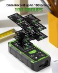 Huepar Dual Laser Measuring Tool, 393Ft Green-Beam Bilateral Digital Laser Distance Measure 6 Units Ft/in/M, Rechargeable Laser Measurement Tool -Backlit LCD Display, Length/Area/Volume/Angle Sensor
