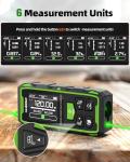 Huepar Dual Laser Measuring Tool, 393Ft Green-Beam Bilateral Digital Laser Distance Measure 6 Units Ft/in/M, Rechargeable Laser Measurement Tool -Backlit LCD Display, Length/Area/Volume/Angle Sensor