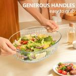 Luvan 2.8L/3Qt Glass Casserole Dish with Lid, Ribbed Oval Glass Baking Dish for Oven & Microwave, Clear Lead-Free Covered Casserole Cookware, Versatile Deep Glasses Food Container for Baking, Cooking