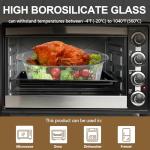 Luvan 2.8L/3Qt Glass Casserole Dish with Lid, Ribbed Oval Glass Baking Dish for Oven & Microwave, Clear Lead-Free Covered Casserole Cookware, Versatile Deep Glasses Food Container for Baking, Cooking