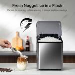 Typhur Fast Nugget Ice Maker Countertop with Self-Cleaning Pump, 35lbs/24H Crushed Pebble Ice Machine with Pellet Ice, 8 Packs Cleaner, Dual Ice Scoops for Home, Kitchen, Party, RV, Stainless Steel