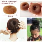 SQULIGT Pack of 2 Medium Hair Bun Maker, Hair Donut Set for Kids Girls Women, Hair Donut Bun Maker Tool for Short and Thin Hair Crown Shapers Accessories (Size M/ 3 Inch, Light Brown)