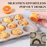 AOTASO 8 Pcs Baking Pans Set, Silicone Bakeware Sets with Metal Reinforced Frame, Nonstick Stackable Carbon Steel Non Toxic Baking Sets for Cooking (Brown)