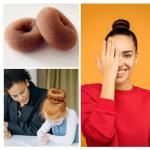 SQULIGT Pack of 2 Medium Hair Bun Maker, Hair Donut Set for Kids Girls Women, Hair Donut Bun Maker Tool for Short and Thin Hair Crown Shapers Accessories (Size M/ 3 Inch, Light Brown)