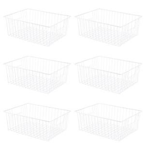 Nprohuge Freezer Organizer Bins, Upright Freezer Baskets for 16, 17, 21 cu.ft Standup Freezer, Wire Storage Baskets with Built-in Handles, 6Pcs, White