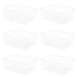Nprohuge Freezer Organizer Bins, Upright Freezer Baskets for 16, 17, 21 cu.ft Standup Freezer, Wire Storage Baskets with Built-in Handles, 6Pcs, White