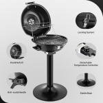 ROVSUN 1600W Vertical Electric Grill with Lid, Black 304 Stainless Steel Grill w/Detachable Pull-out Drip Tray, Double Layer Design, Portable & Removable, for Indoor and Outdoor Use