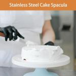 Crepe Spreader and Spatula Kit, Wood Handle Curved Offset Spacula 12",Stainless Steel 7" & 5" T-Shaped Batter Spreaders, Pancake Tool, Crepes Turner Sticks Fit Any Crepe Pan Maker, Pack of 3