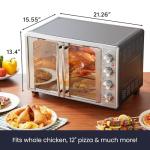 Elite Gourmet ETO4524 45L Countertop Convection Toaster Oven, French Doors, Adjustable Temperature & Timer, Bake, Roast, Broil, Toast, Includes Baking Pan, Rack, Rotisserie, Stainless Steel