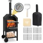 Dawmilon Outdoor Wood Fired Pizza Oven for Backyard and Camping - Portable Patio Pizza Maker with Baking Stone, Peel, Grill Rack and Waterproof Cover
