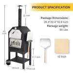 Dawmilon Outdoor Wood Fired Pizza Oven for Backyard and Camping - Portable Patio Pizza Maker with Baking Stone, Peel, Grill Rack and Waterproof Cover
