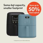 bella 6 Qt Slim Air Fryer, Fits-anywhere™ Kitchenware, EverGood™ Ceramic Nonstick Coating, Adjustable Temperature, 6 Preset Cooking Options, 60 Min Auto Shutoff w Audible Tone, 5lb Capacity, Surf