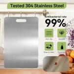 MICZG Cutting Board for Kitchen-Easy to Clean, Double-Sided Food-Grade Stainless Steel Cutting Board Home Counter Outdoor Camping Housewarming Gifts for Women(18 x 12 in)