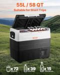 VEVOR Car Refrigerator, 12 Volt Car Refrigerator Fridge, 58 QT/55 L Dual Zone Portable Freezer, -4℉-50℉ Adjustable Range, 12/24V DC and 100-240V AC Compressor Cooler for Outdoor, Camping, Travel, RV