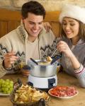 Saenchue Electric Fondue Pot Set for Cheese & Chocolate - 6-Cup Stainless Steel Fondue Pot with 8 Coded Forks - 3 Mode Fondue Set Adjustable Temperature Control for Cheese, Oil and Hotpot, FD-10