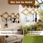 Tnstbiee Rustic Adjustable Hanging Herb Drying Rack-Holds 10 Bouquets, Space-Saving Herb Flower Dryer with Adhesive Wall Hooks for Herb Display Rack,Kitchen Wall Décor-Unusual Gifts for Gardener Woman