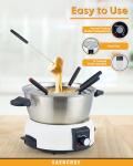 Saenchue Electric Fondue Pot Set for Cheese & Chocolate - 6-Cup Stainless Steel Fondue Pot with 8 Coded Forks - 3 Mode Fondue Set Adjustable Temperature Control for Cheese, Oil and Hotpot, FD-10