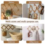 Tnstbiee Rustic Adjustable Hanging Herb Drying Rack-Holds 10 Bouquets, Space-Saving Herb Flower Dryer with Adhesive Wall Hooks for Herb Display Rack,Kitchen Wall Décor-Unusual Gifts for Gardener Woman