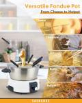 Saenchue Electric Fondue Pot Set for Cheese & Chocolate - 6-Cup Stainless Steel Fondue Pot with 8 Coded Forks - 3 Mode Fondue Set Adjustable Temperature Control for Cheese, Oil and Hotpot, FD-10