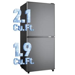 Anypro Fridge with Bottom Freezer and Drawer, 4.0 Cu.Ft Double Door Refrigerator with 7 Adjustable Temperature Settings for Bedroom, Dorm, Office, Apartment, Large Capacity, Black