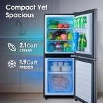Anypro Fridge with Bottom Freezer and Drawer, 4.0 Cu.Ft Double Door Refrigerator with 7 Adjustable Temperature Settings for Bedroom, Dorm, Office, Apartment, Large Capacity, Black
