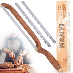 NANYI Sourdough for Even Slicing – Bow Bread Knife with Wooden Handle, Bread Cutter for Homemade Sourdough Loaves, Precision Bread Saw for Artisan and Homemade Bread (right hand)