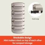 bella Snack-n-Store Mini Waffle Maker, EverGood™ Ceramic Nonstick Coating, Cord Wrap, Ready Indicator Light & Cool Touch Handles, Stackable Design & Customizable Plates, 350 Watt, Oatmilk