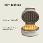 bella Snack-n-Store Mini Waffle Maker, EverGood™ Ceramic Nonstick Coating, Cord Wrap, Ready Indicator Light & Cool Touch Handles, Stackable Design & Customizable Plates, 350 Watt, Oatmilk