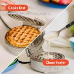 bella Snack-n-Store Mini Waffle Maker, EverGood™ Ceramic Nonstick Coating, Cord Wrap, Ready Indicator Light & Cool Touch Handles, Stackable Design & Customizable Plates, 350 Watt, Oatmilk