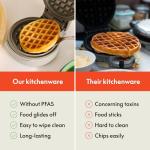 bella Snack-n-Store Mini Waffle Maker, EverGood™ Ceramic Nonstick Coating, Cord Wrap, Ready Indicator Light & Cool Touch Handles, Stackable Design & Customizable Plates, 350 Watt, Oatmilk