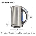 Hamilton Beach 1.7 Liter Temperature Control Electric Kettle, Water Boiler & Heater, Fast Boiling 1500 Watts, BPA Free, Cordless, Auto-Shutoff and Boil-Dry Protection, Stainless Steel (41020R)