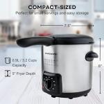 OVENTE Electric Deep Fryer 0.9L Capacity with Locking Lid, Adjustable Temperature Knob, Removable Frying Basket and Cool Touch Handle, 840W Power, Easy to Clean Stainless Steel Body, Silver FDM1091BR