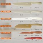 E-far 12-Piece Kitchen Knife Set, Stainless Steel Chef Knives Set with 6 Blade Guards, Sharp Kitchen Cooking Knife with Ergonomic Handle, Anti-Rust & Easy to Clean (Multicolor)