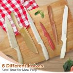 E-far 12-Piece Kitchen Knife Set, Stainless Steel Chef Knives Set with 6 Blade Guards, Sharp Kitchen Cooking Knife with Ergonomic Handle, Anti-Rust & Easy to Clean (Multicolor)