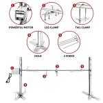 Rotisserie Grill Kit Stainless Steel Tripod Rotisserie Stand,52inch Pig Lamb Hooded Roaster Charcoal Spit with 15W Motor & Adjustable Height Lockable Casters for Outdoor Camping Party, Rated 90 LB