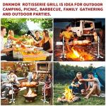 Rotisserie Grill Kit Stainless Steel Tripod Rotisserie Stand,52inch Pig Lamb Hooded Roaster Charcoal Spit with 15W Motor & Adjustable Height Lockable Casters for Outdoor Camping Party, Rated 90 LB