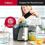 Fullstar Juicer Machines Vegetable and Fruit, 400W Compact Juicer, 3" Wide Mouth, 2-Speed Setting, Stainless Steel, BPA-Free (Black)