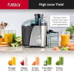 Fullstar Juicer Machines Vegetable and Fruit, 400W Compact Juicer, 3" Wide Mouth, 2-Speed Setting, Stainless Steel, BPA-Free (Black)