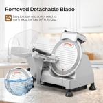 ROVSUN 240W Commercial Meat Slicer, 10inch Electric Meat Slicer Machine with Adjustable Thickness(0-13mm), Frozen Meat Deli Cheese Food Slicer with Upgraded Carbon Steel Blade for Home and Commercial