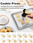 Cookie Press Set, Churro Maker with 12 Discs and 10 Cake Decorating Tips, Cookie Press for Biscuit and Churro, White