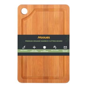 Bamboo Cutting Board for Kitchen, Wooden Cutting Boards with Deep Juice Grooves for Chopping & Serving, 100% Natural Organic Bamboo, Pre Oiled, 12" x 8" - 0.6" Thick