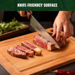 Bamboo Cutting Board for Kitchen, Wooden Cutting Boards with Deep Juice Grooves for Chopping & Serving, 100% Natural Organic Bamboo, Pre Oiled, 12" x 8" - 0.6" Thick